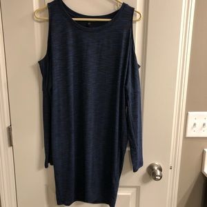 Express Off The Shoulder Navy Dress